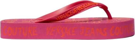 Versace Jeans Couture Roze Slippers met Iconisch Logo Pink Dames