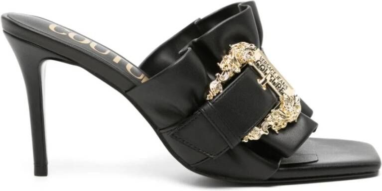 Versace Jeans Couture Stijlvolle Zwarte Hakken Mules Black Dames