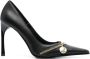 Versace Jeans Couture Zwarte halfhoge pumps met logo-plaque Black Dames - Thumbnail 1