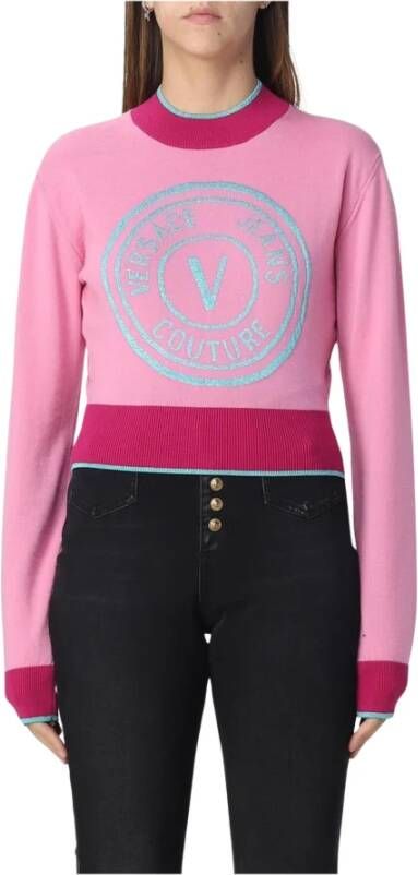 Versace Jeans Couture Geborduurde trui met ribgebreide boorden
