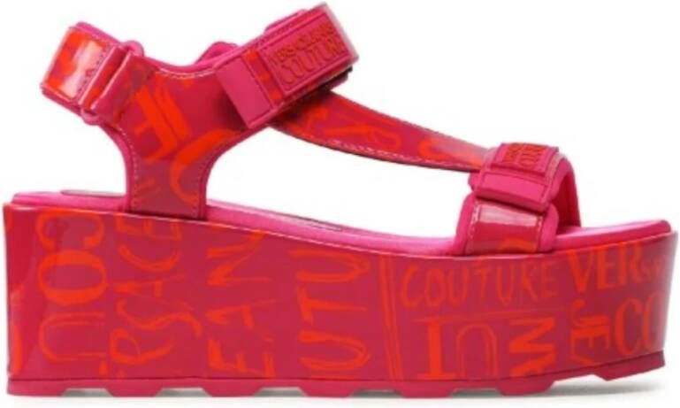 Versace Jeans Couture Fuchsia Logo Couture Sandalen Pink Dames