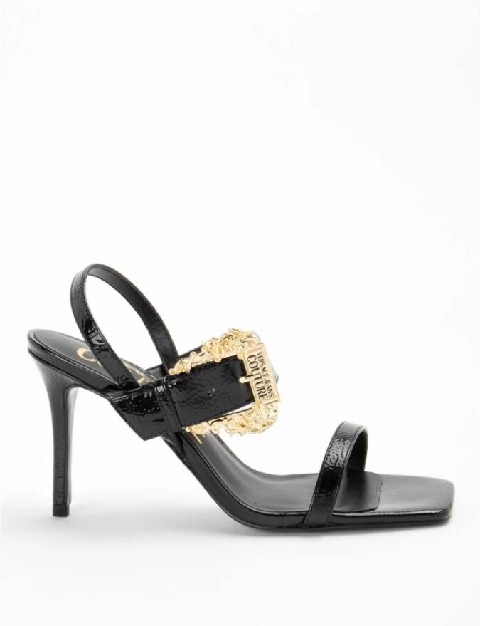 Versace Jeans Couture Glanzende Hoge Hak Sandalen met Band Detail Black Dames - Foto 6