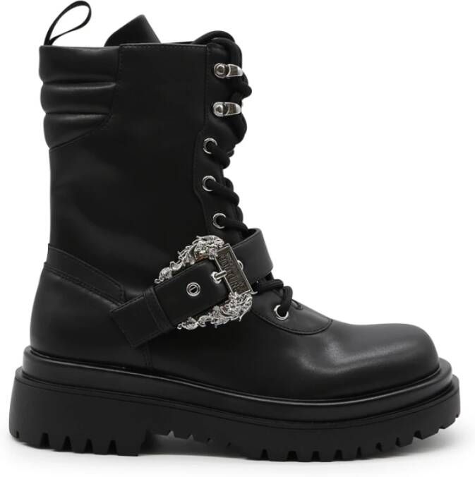 Versace Jeans Couture Zwarte Enkellaarsjes voor Dames met 5 cm Hak Black Dames