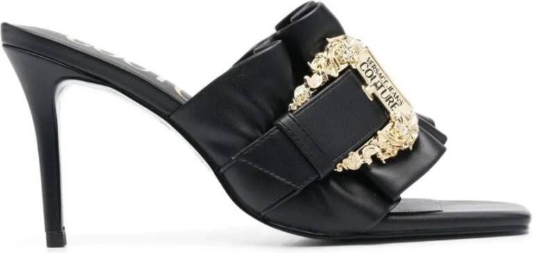 Versace Jeans Couture Stijlvolle Zwarte Hakken Mules Black Dames