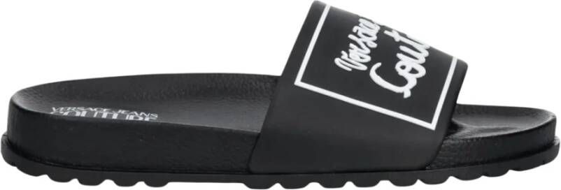 Versace Jeans Couture Rubberen slippers met logo Black Dames