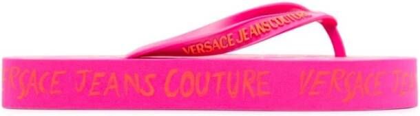 Versace Jeans Couture Roze Slippers met Iconisch Logo Pink Dames