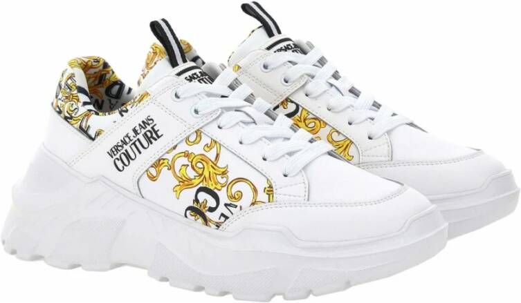 Versace Jeans Couture Lage veterschoenen met Logo Couture Print White Heren