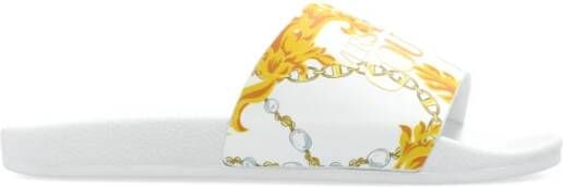 Versace Jeans Couture Slippers met logo White Dames