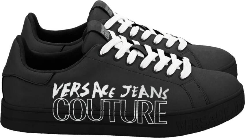 Versace Jeans Couture Sneakers met bedrukt logo Black Heren