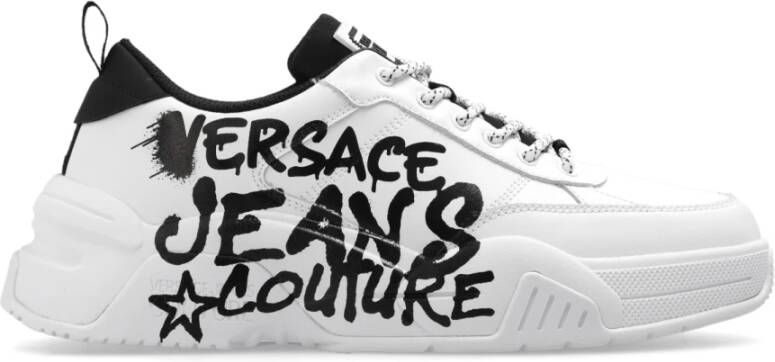 Versace Jeans Couture Witte Leren Sneakers voor Heren White Heren