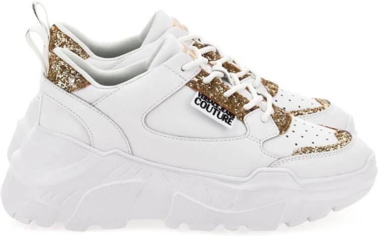 Versace Jeans Couture Witte leren damesschoenen met roségouden logo White Dames - Foto 5