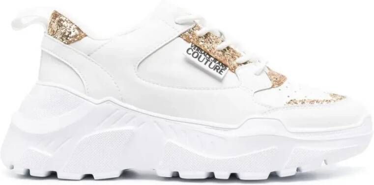 Versace Jeans Couture Witte leren damesschoenen met roségouden logo White Dames - Foto 6