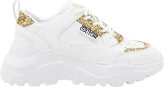 Versace Jeans Couture Witte leren damesschoenen met roségouden logo White Dames - Foto 7