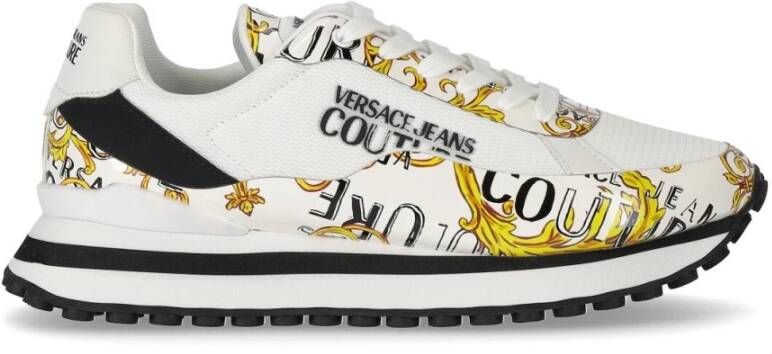Versace Jeans Couture Witte Barok Print Sneakers voor Heren White Heren
