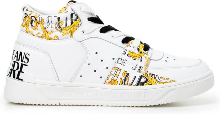 Versace Jeans Couture Witte Barokprint Hoge Sneakers White Heren