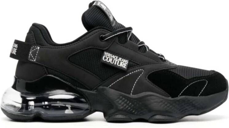 Versace Jeans Couture Zwarte Sneakers met Contrasterende Logo Patches Black Heren
