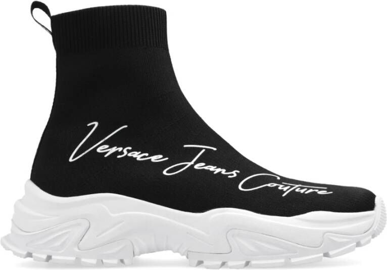 Versace Jeans Couture Zwarte Sneakers met Contrasterend Logo Black Dames