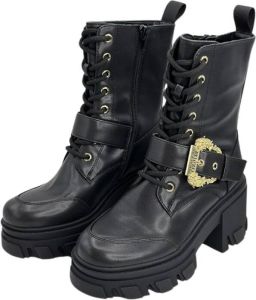 Versace Jeans Couture Sophie PU Zwarte Leren Enkellaars Zwart Dames