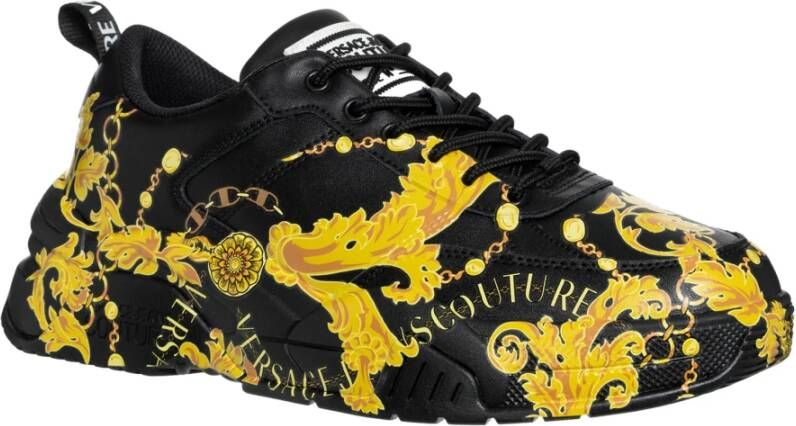 Versace Jeans Couture Abstracte Multikleur Leren Sneakers Black Heren - Foto 2