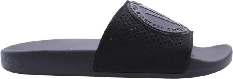 Versace Jeans Couture Stijlvolle zwarte sliders voor heren Black Heren
