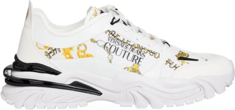 Versace Jeans Couture Abstracte Multikleurige Vetersneakers White Heren