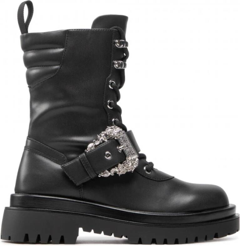 Versace Jeans Couture Zwarte Enkellaarsjes voor Dames met 5 cm Hak Black Dames