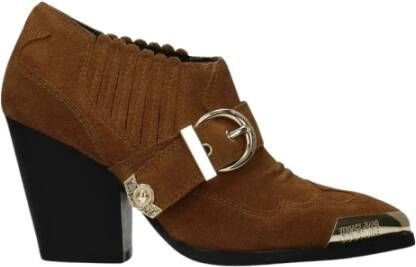 Versace Jeans Couture Vintage Suède Enkellaarzen met Middelhoge Hakken