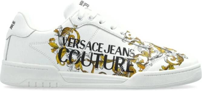 Versace Jeans Couture Witte Barocco Print Sneakers met Veters