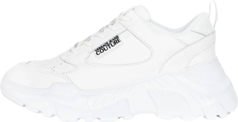 Versace Jeans Couture Witte Sneakers met Logo Applicatie en Vetersluiting Speedtrack Leder+PU Schoenen White Dames - Foto 1