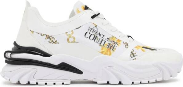 Versace Jeans Couture Abstracte Multikleurige Vetersneakers White Heren