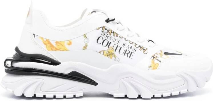 Versace Jeans Couture Abstracte Multikleurige Vetersneakers White Heren