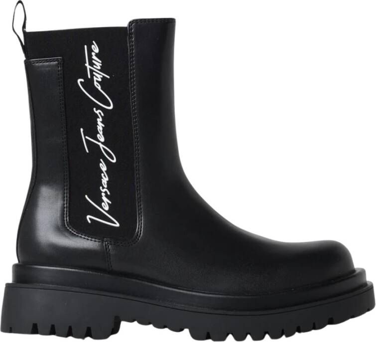 Versace Jeans Couture Zwarte Chelsea Boots met Zijlogo