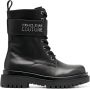 Versace Jeans Couture Zwarte platte schoenen met ritssluiting en klittenbandsluiting Black Dames - Thumbnail 1