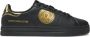 Versace Jeans Couture Zwarte leren platte schoenen met gouden details Black Heren - Thumbnail 1