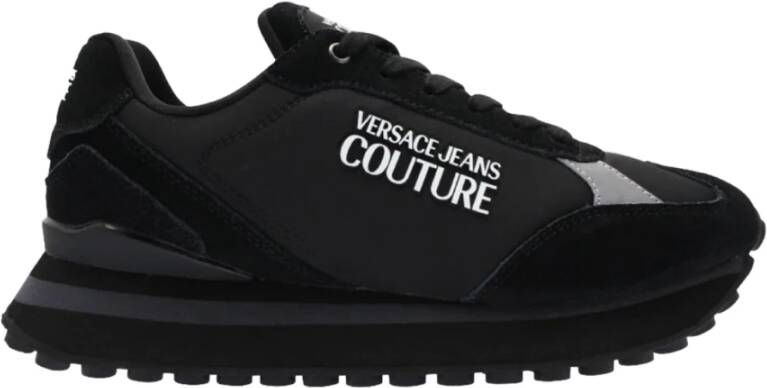 Versace Jeans Couture Zwarte Leren Sneakers Noir Model Black Heren