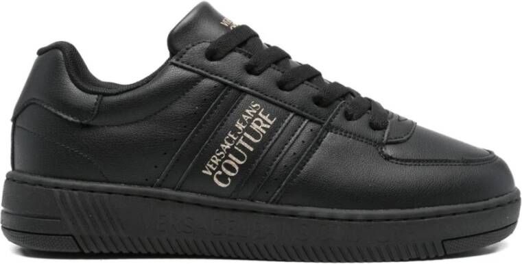 Versace Jeans Couture Zwarte platte schoenen met eco-leer