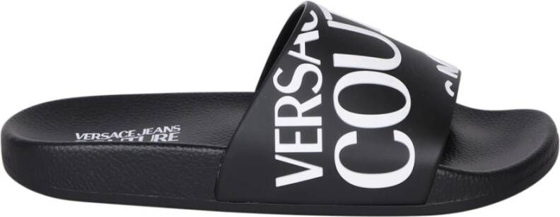 Versace Jeans Couture Zwarte Shelly Slides met Logo Print Black Dames