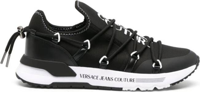 Versace Jeans Couture Dynamische lage sneakers Dynamische Neopreen Gecoate Gummy Schoenen Black Heren