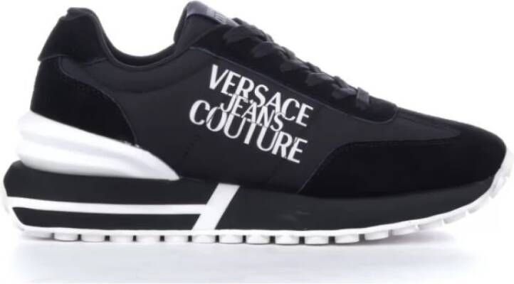 Versace Jeans Couture Zwarte Sneakers met Witte Strepen Black Heren