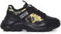 Versace Jeans Couture Barok Detail Zwart Leren Platte Schoenen Black Heren - Thumbnail 8