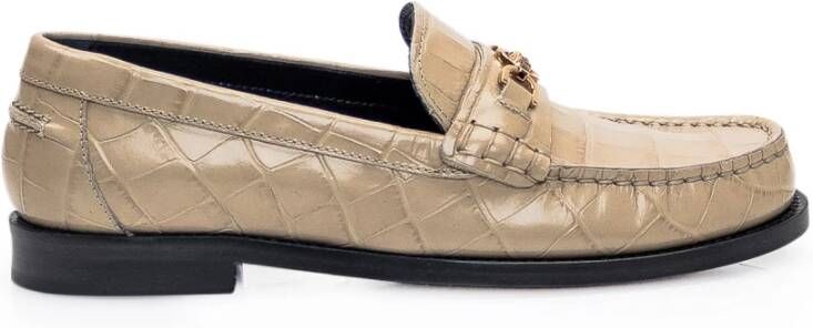 Versace Kalfsleren Loafers Beige Dames