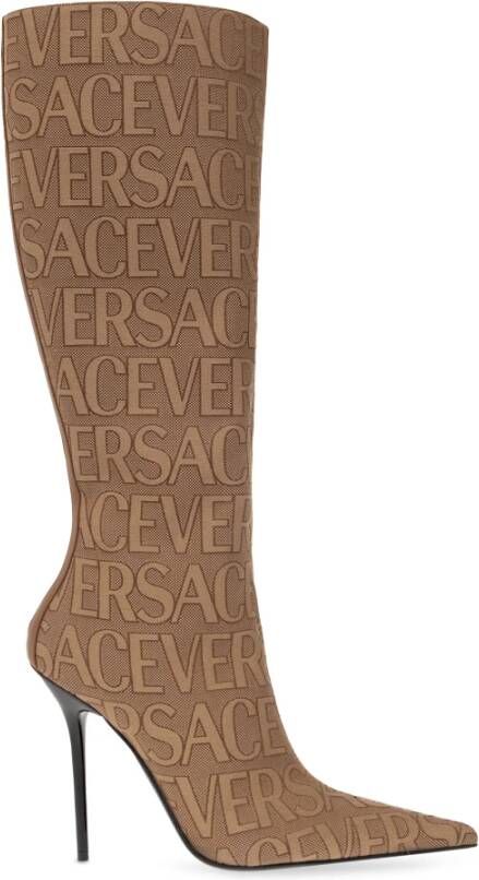 Versace Kniehoge laarzen uit de 'La Vacanza' collectie. Bruin Dames - Foto 3
