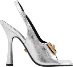 Versace Leather heeled sandals Grijs Dames