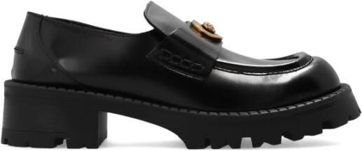Versace Zwarte platte schoenen met Medusa Moccasin Black Dames