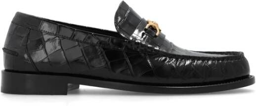 Versace Zwarte platte schoenen met Medusa 95 hardware Black Heren
