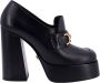 Versace Leren Loafers met Metalen Logo Plaat Black Dames - Thumbnail 1