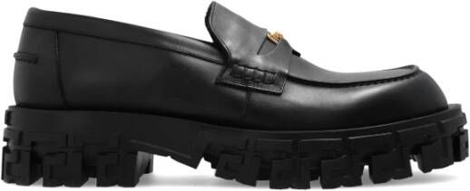 Versace Zwarte platte schoenen Mocassini Black Heren