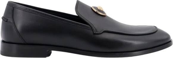 Versace Leren slippers met Medusa-detail Black Heren