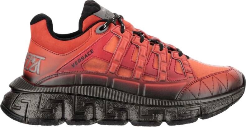 Versace Rode lage sneakers met Trigreca-print Red Heren