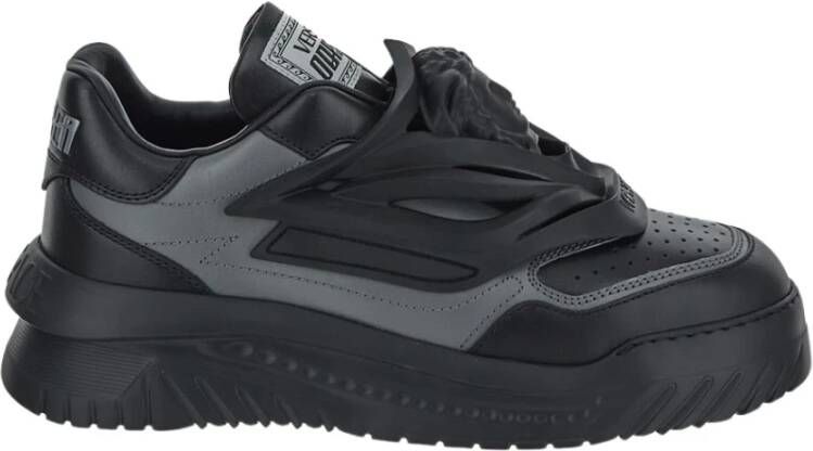 Versace Leren Sneakers Schoenen Black Heren